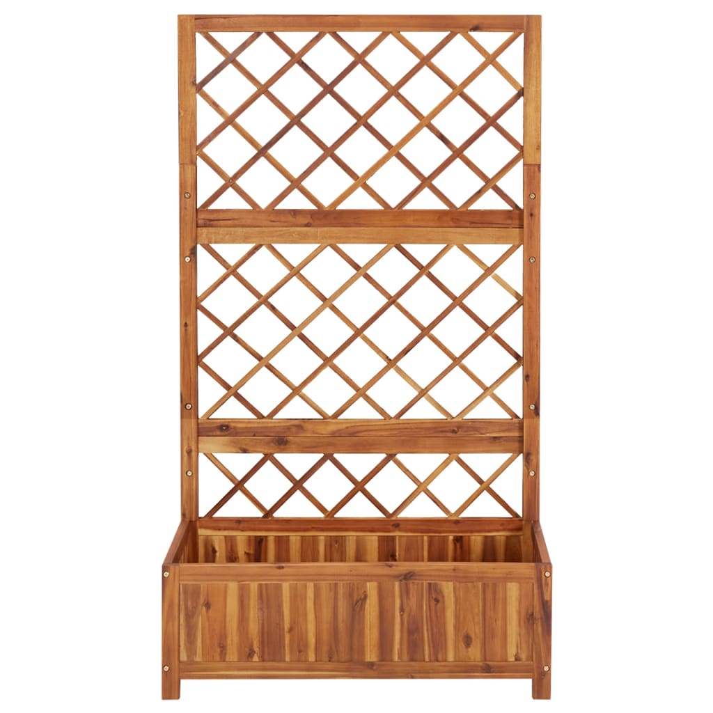 Vidaxl plantenbak verhoogd met latwerk 85x38x150 cm massief acaciahout