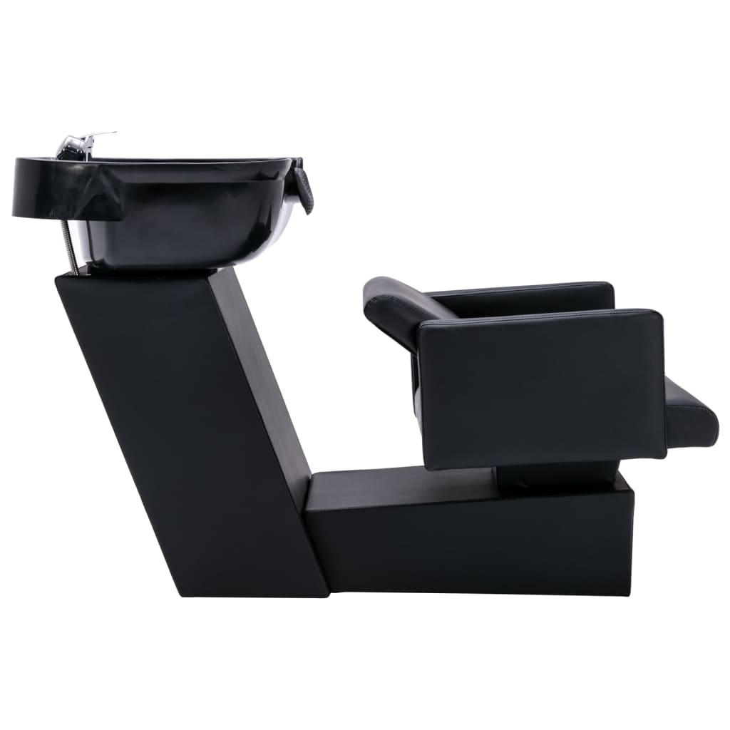VidaXL Wasstoel met waskom 129x59x82 cm kunstleer zwart