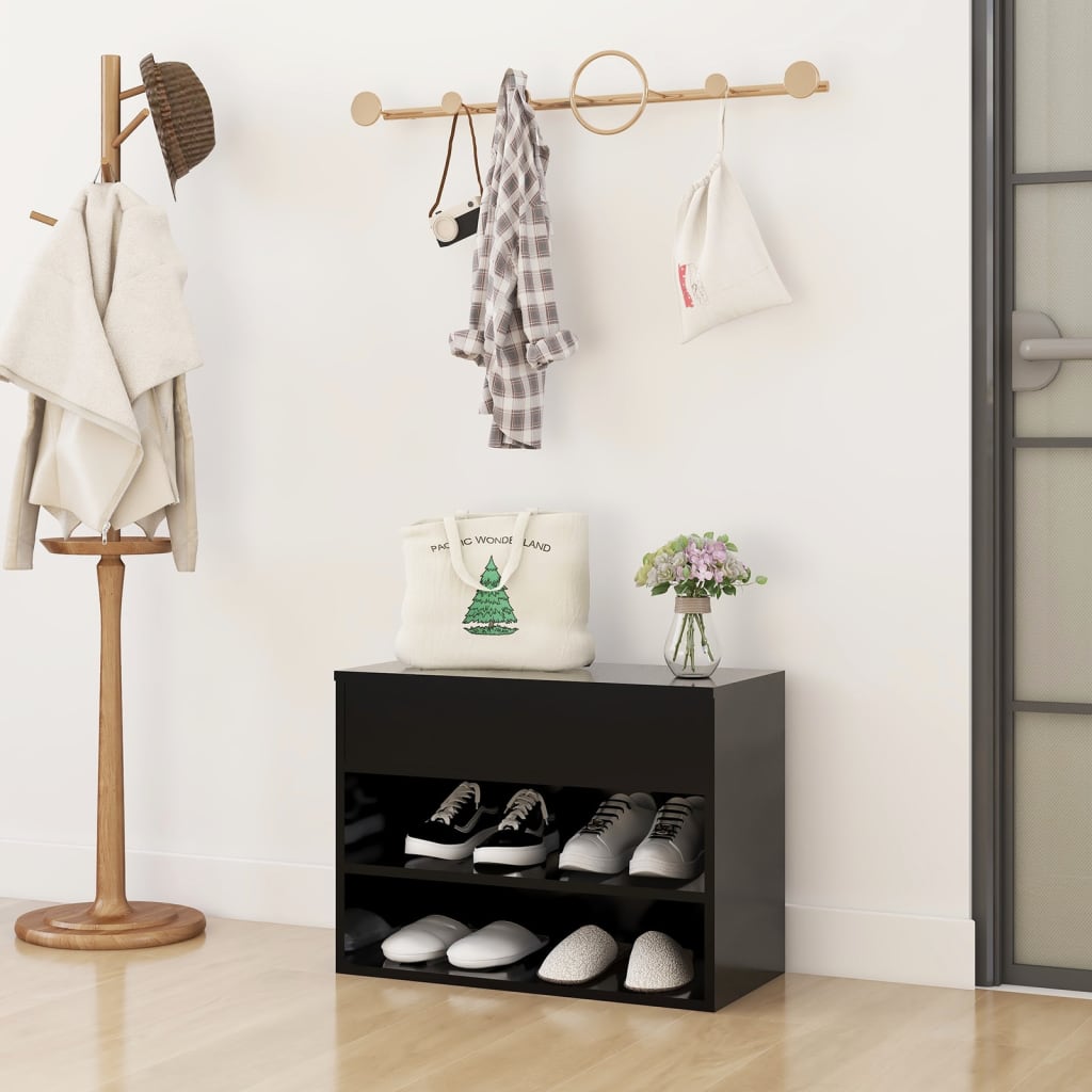 Vidaxl schoenenbank 60x30x45 cm bewerkt hout zwart