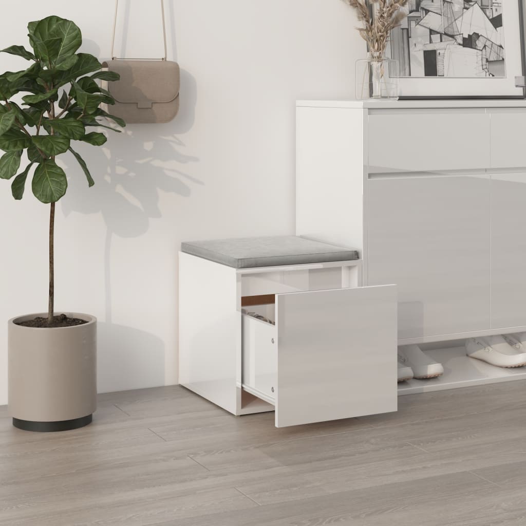 VidaXL Opbergbox met lade 40,5x40x40 cm bewerkt hout hoogglans wit