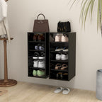 Vidaxl schoenenkasten 2 st 31,5x35x70 cm bewerkt hout zwart