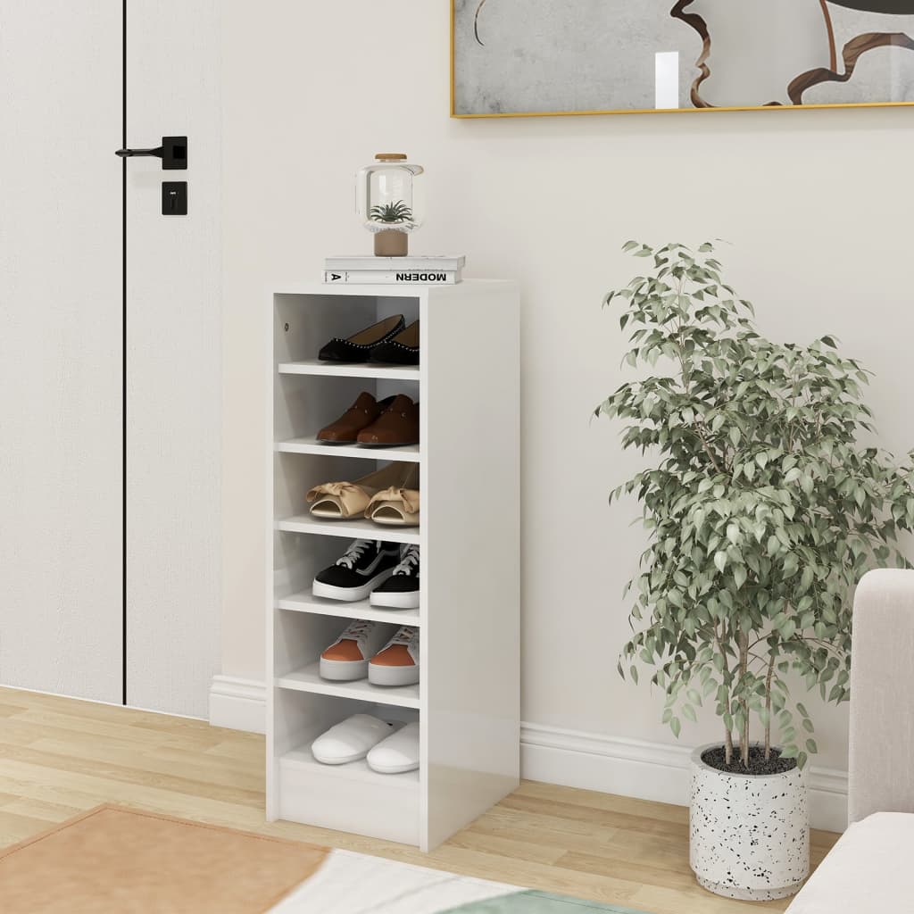 VidaXL Schoenenkast 31,5x35x90 cm bewerkt hout hoogglans wit