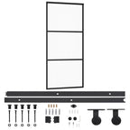 VidaXL Schuifdeur met beslag 90x205 cm aluminium en ESG-glas