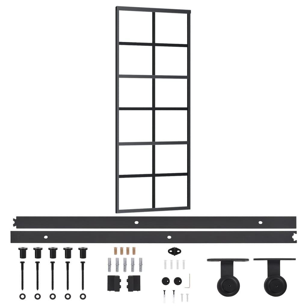 Vidaxl schuifdeur met beslag 76x205 cm aluminium en esg-glas