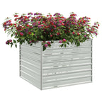 Vidaxl plantenbak verhoogd 100x100x77 cm gegalvaniseerd staal zilver