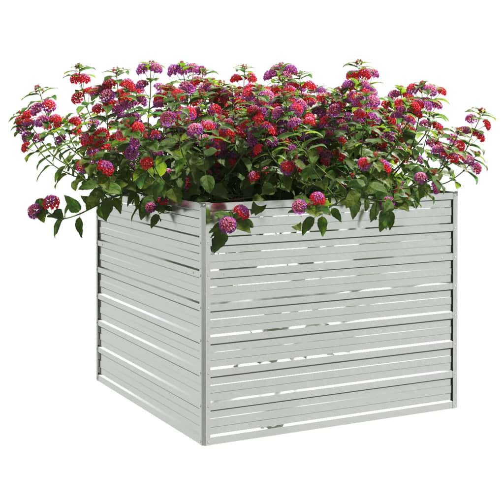 Vidaxl plantenbak verhoogd 100x100x77 cm gegalvaniseerd staal zilver