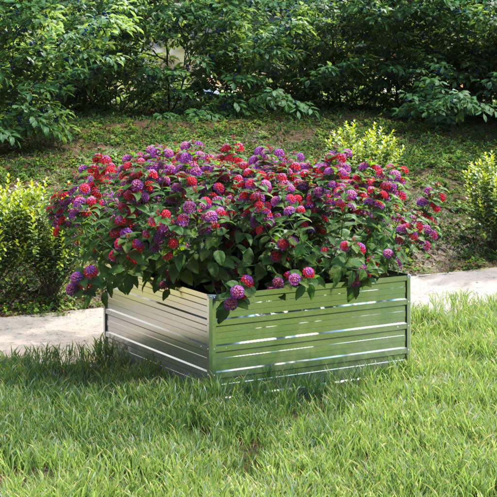 Vidaxl plantenbak verhoogd 100x100x45 cm gegalvaniseerd staal zilver