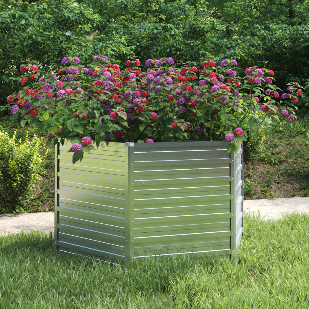 Vidaxl plantenbak verhoogd 129x77 cm gegalvaniseerd staal zilverkleur