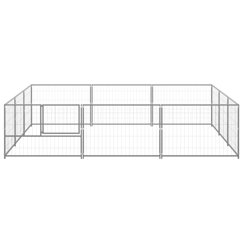 Vidaxl hondenkennel 9 m² staal zilverkleurig