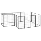 VidaXL Hondenkennel 6,05 m² staal zwart