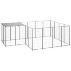 VidaXL Hondenkennel 6,05 m² staal zilverkleurig
