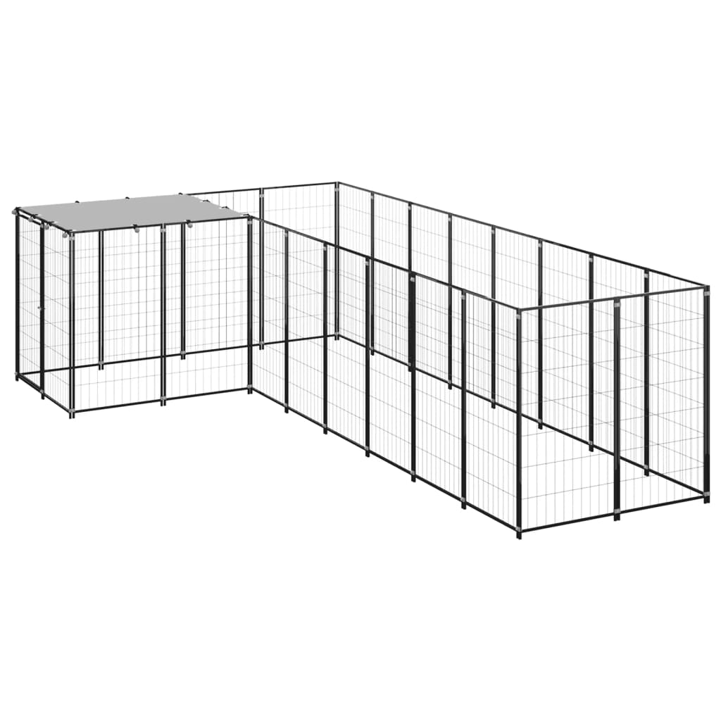 VidaXL Hondenkennel 6,05 m² staal zwart