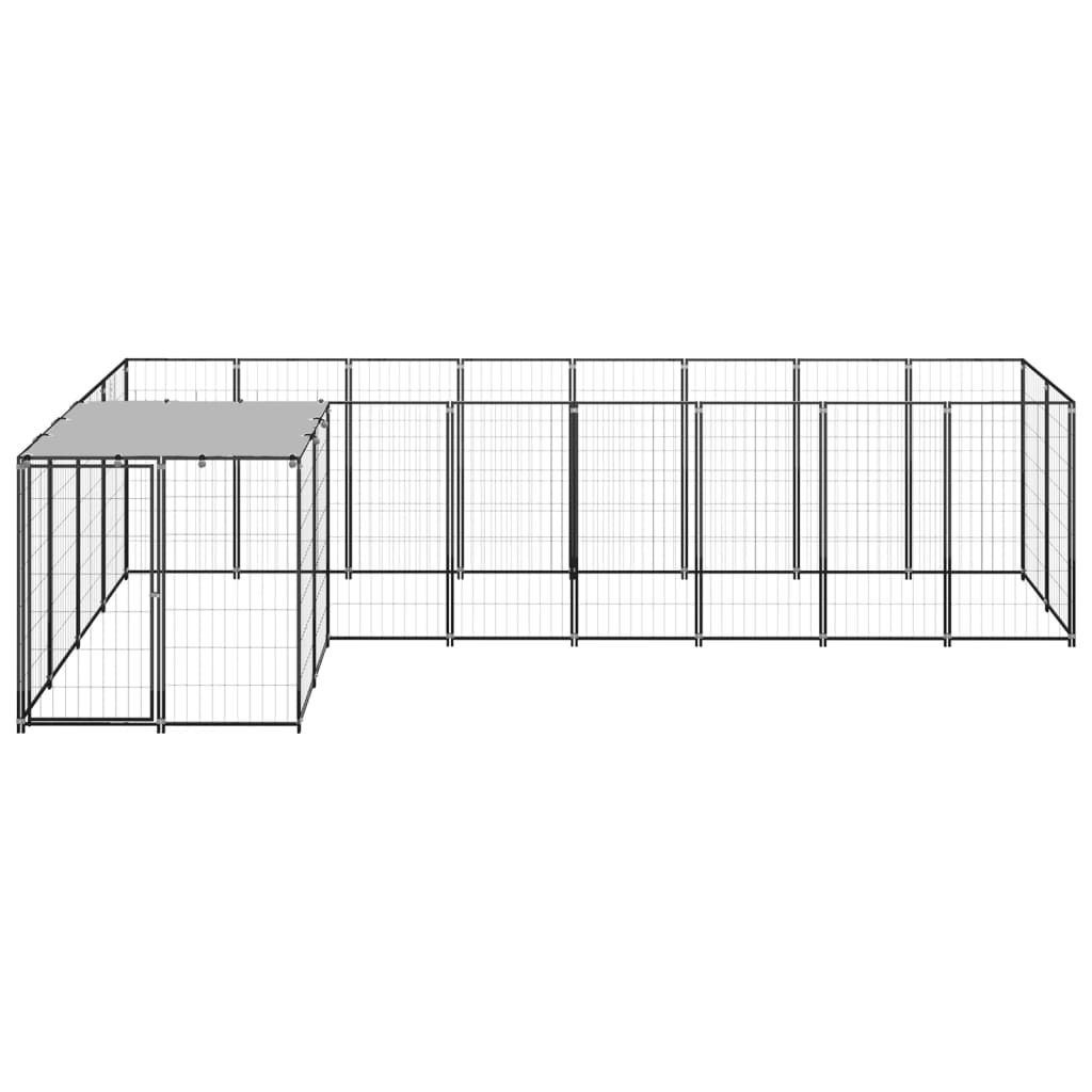 VidaXL Hondenkennel 6,05 m² staal zwart