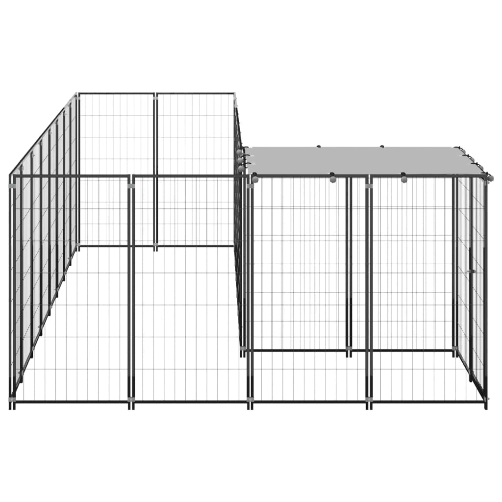 VidaXL Hondenkennel 6,05 m² staal zwart