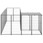VidaXL Hondenkennel 6,05 m² staal zwart