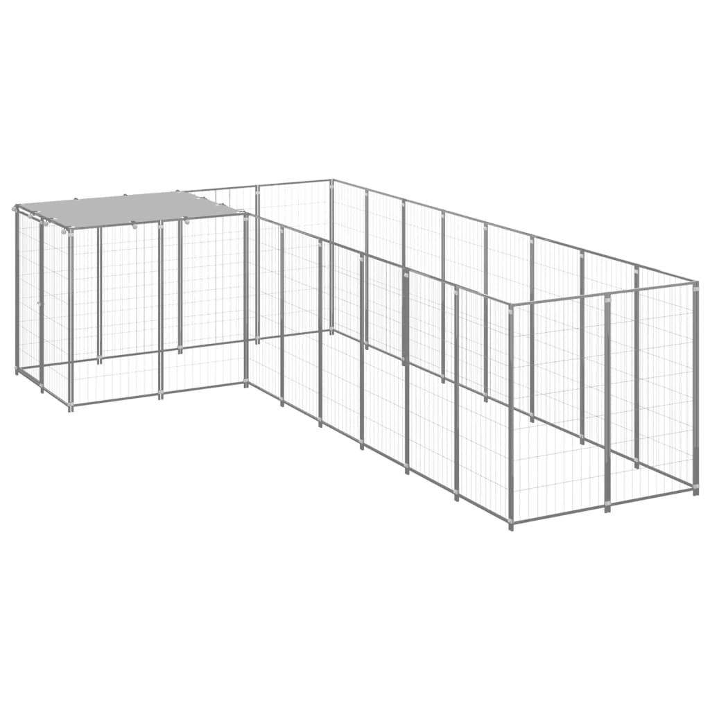 VidaXL Hondenkennel 6,05 m² staal zilverkleurig
