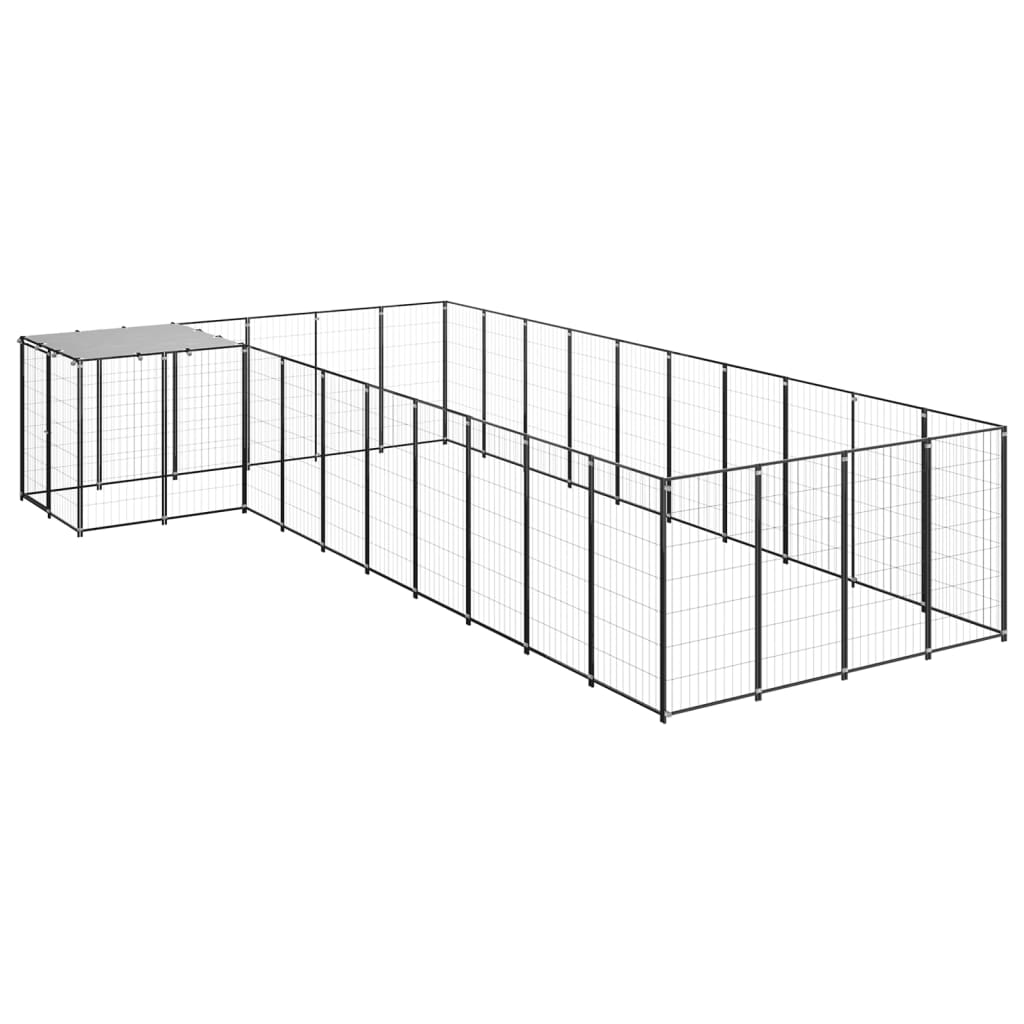 VidaXL Hondenkennel 13,31 m² staal zwart