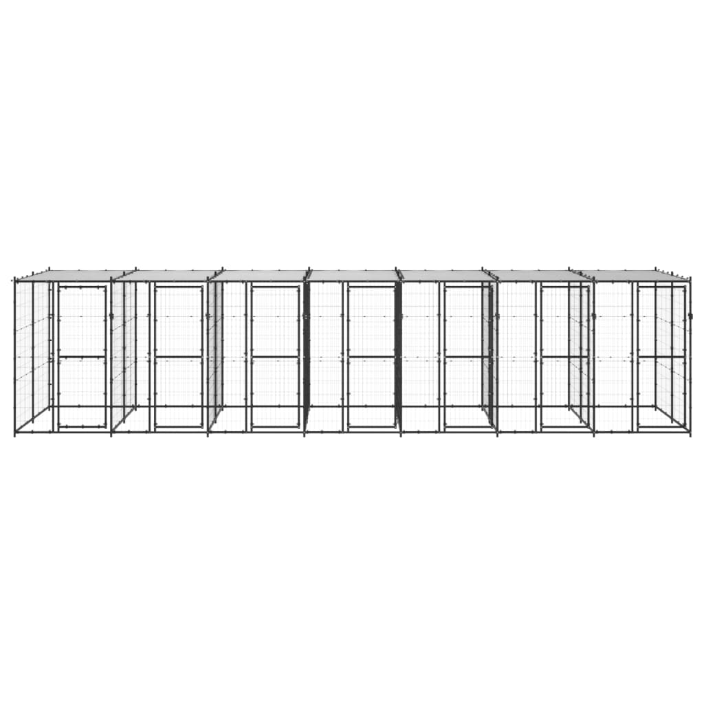 VidaXL Hondenkennel met dak 16,94 m² staal