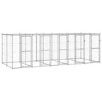 VidaXL Hondenkennel met dak 12,1 m² gegalvaniseerd staal