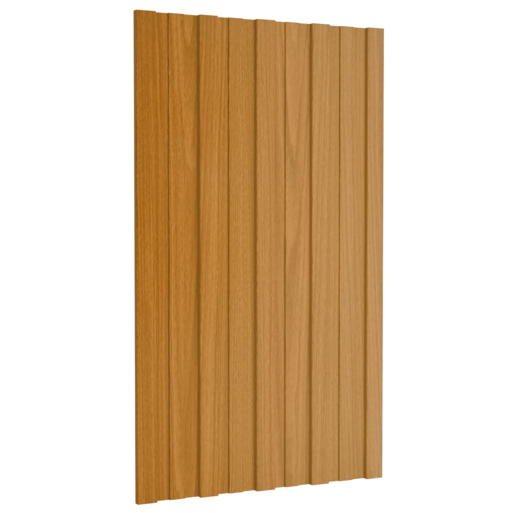 VidaXL Dakpanelen 12 st 80x45 cm gegalvaniseerd staal lichthoutkleurig