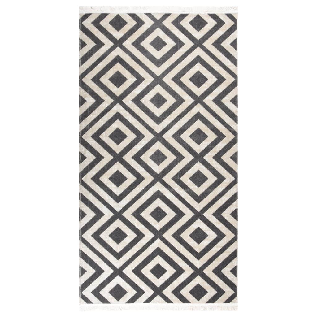 VidaXL Buitenkleed platgeweven 80x150 cm lichtzwart en lichtbeige