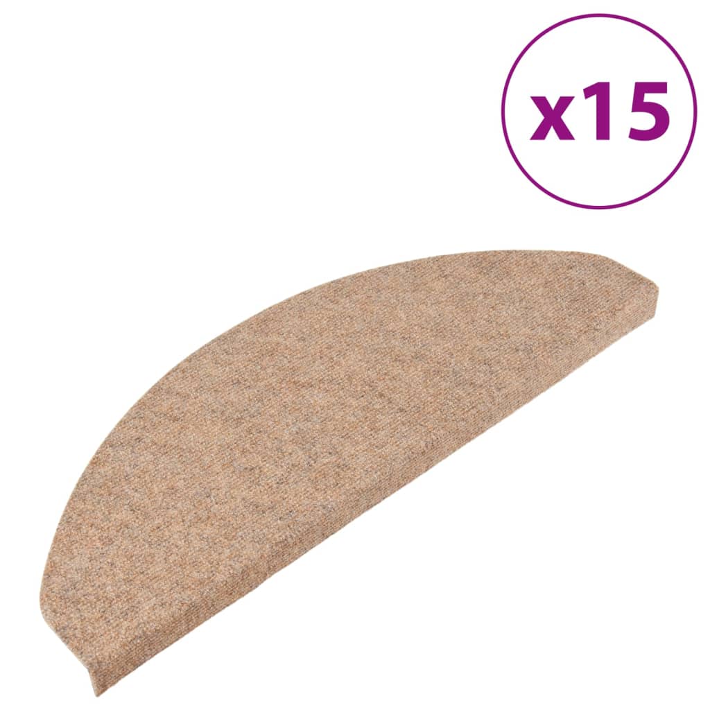 Vidaxl trapmatten zelfklevend 15 st 65x22,5x3,5 cm beige