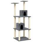 VidaXL Kattenmeubel met sisal krabpalen 141 cm donkergrijs