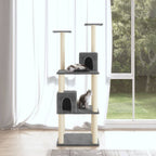 VidaXL Kattenmeubel met sisal krabpalen 141 cm donkergrijs