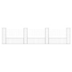 Vidaxl schanskorf u-vormig met 4 palen 380x20x100 cm ijzer