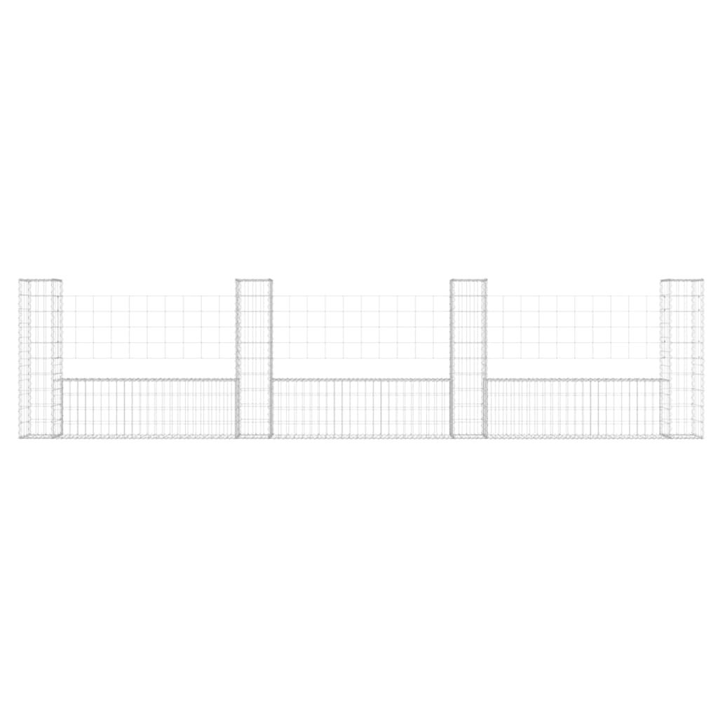 Vidaxl schanskorf u-vormig met 4 palen 380x20x100 cm ijzer