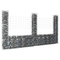 Vidaxl schanskorf u-vormig met 3 palen 260x20x150 cm ijzer