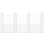 VidaXL Schanskorf U-vormig met 4 palen 380x20x200 cm ijzer