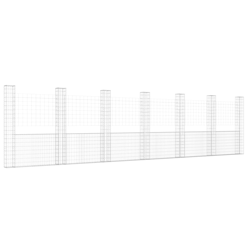 VidaXL Schanskorf U-vormig met 7 palen 740x20x200 cm ijzer