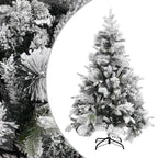 Vidaxl kerstboom met dennenappels en sneeuw 150 cm pvc en pe