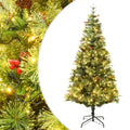 Vidaxl kerstboom met led en dennenappels 195 cm pvc en pe groen
