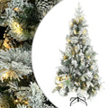 Vidaxl kerstboom met led en dennenappels en sneeuw 225 cm pvc en pe