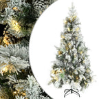 Vidaxl kerstboom met led en dennenappels en sneeuw 225 cm pvc en pe