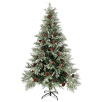 VidaXL Kerstboom met LED en dennenappels 120 cm PVC en PE groen en wit