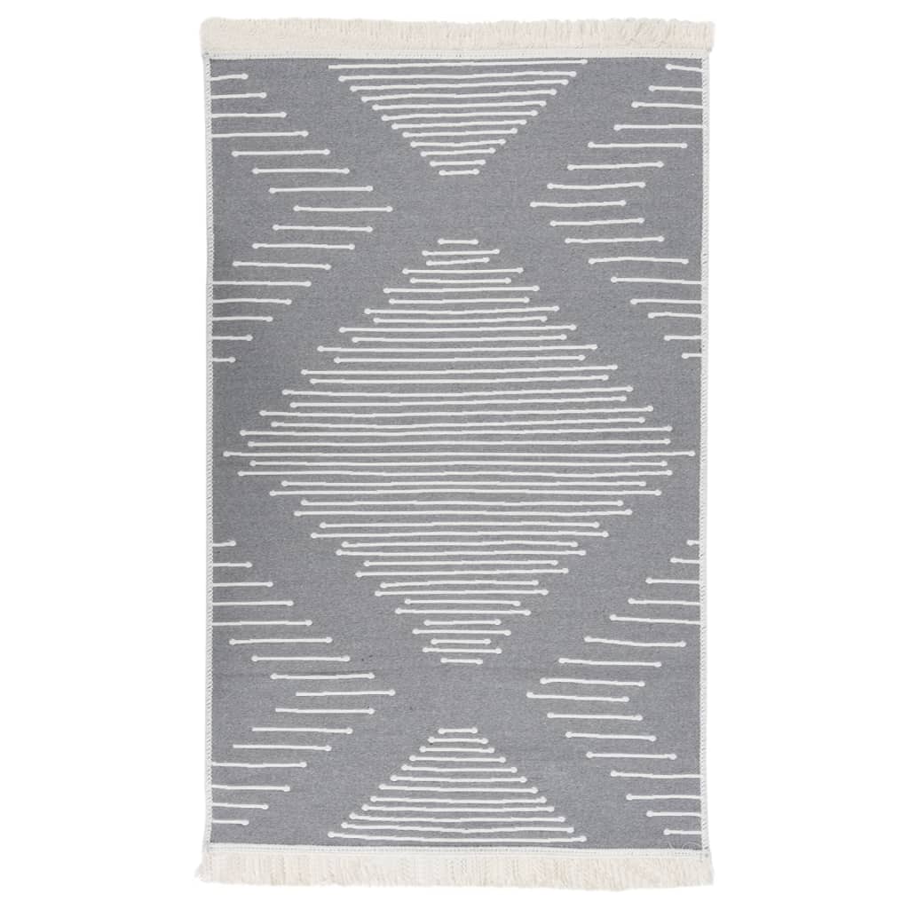 VidaXL Vloerkleed 120x180 cm katoen donkergrijs