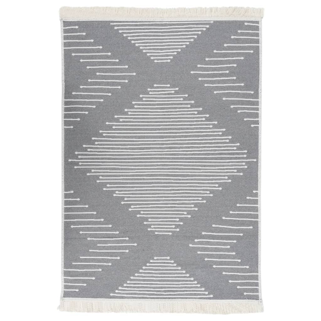 VidaXL Vloerkleed 160x230 cm katoen donkergrijs