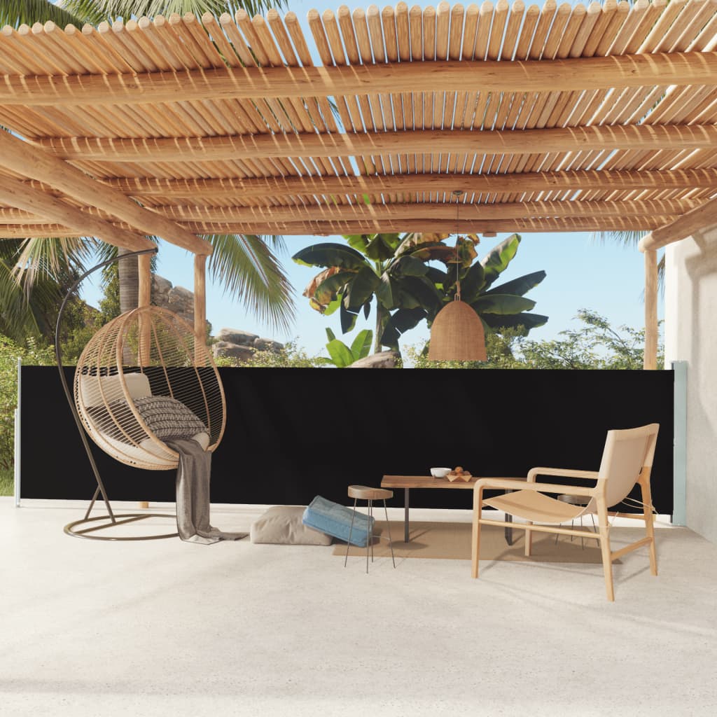 Vidaxl tuinscherm uittrekbaar 117x600 cm zwart