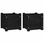 Vidaxl plantenbakken 2 st 31x31x31 cm massief grenenhout zwart
