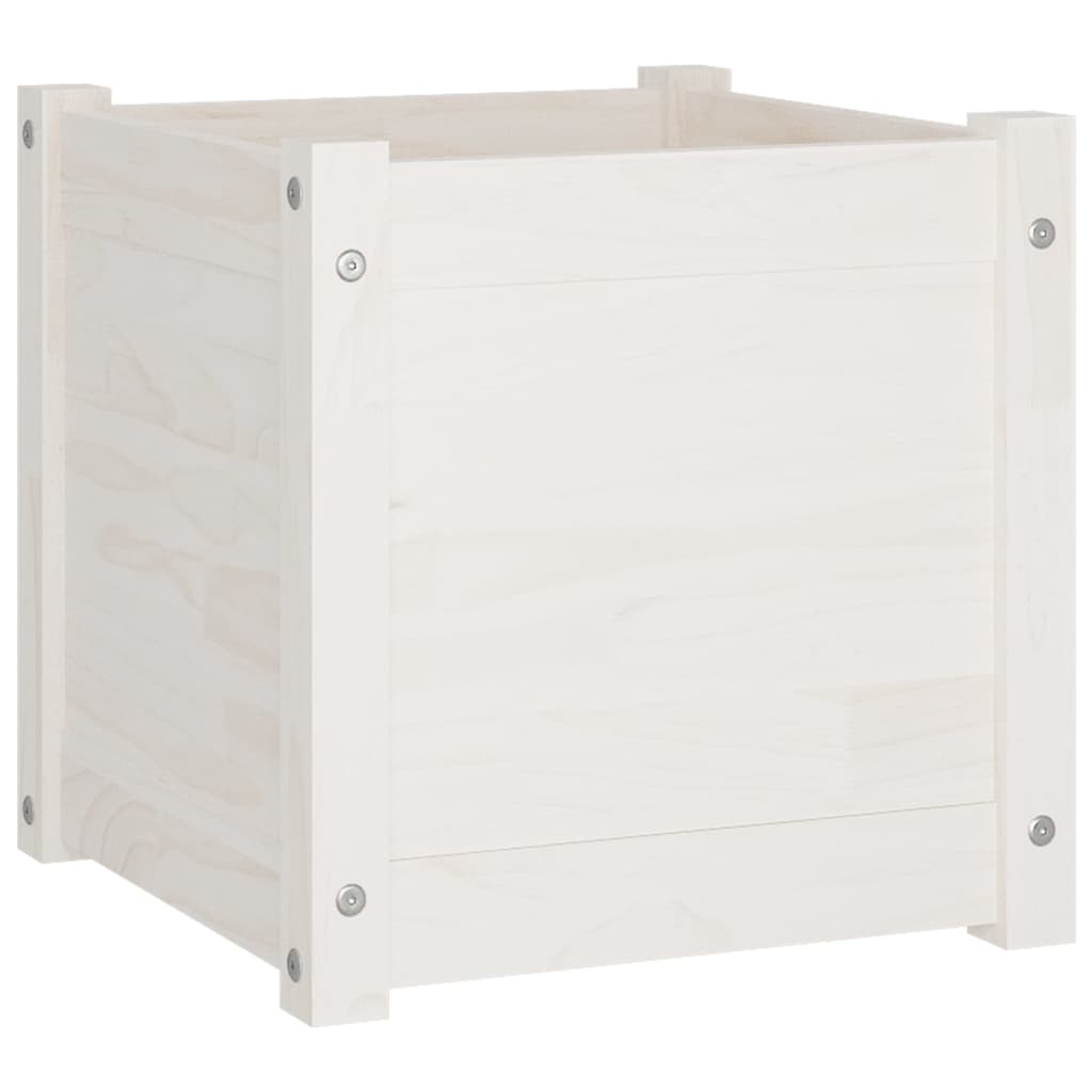 Vidaxl plantenbak 40x40x40 cm massief grenenhout wit