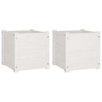 VidaXL Plantenbakken 2 st 40x40x40 cm massief grenenhout wit