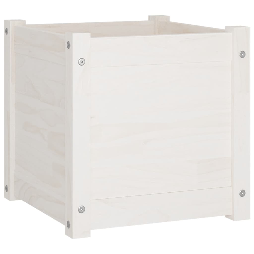 VidaXL Plantenbakken 2 st 40x40x40 cm massief grenenhout wit