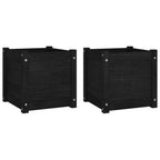 VidaXL Plantenbakken 2 st 40x40x40 cm massief grenenhout zwart