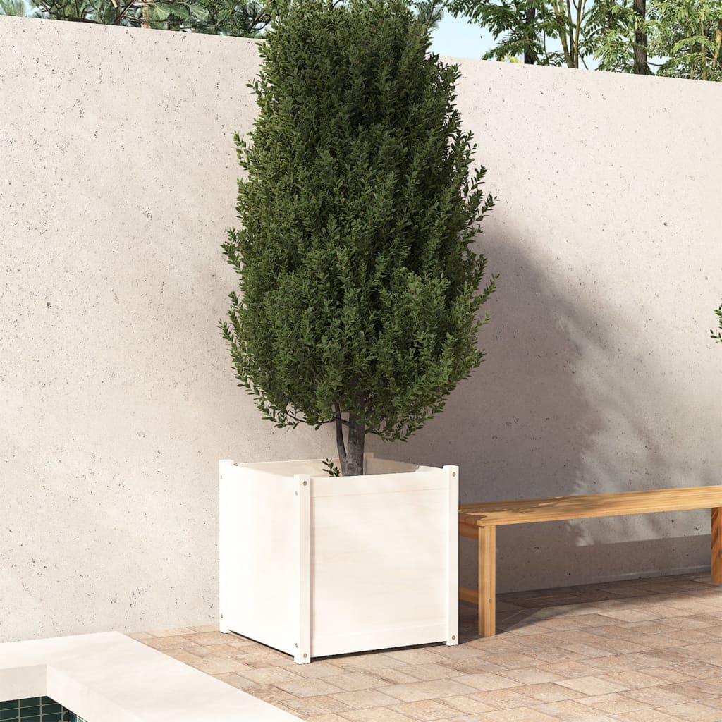 Vidaxl plantenbak 60x60x60 cm massief grenenhout wit