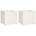 VidaXL Plantenbakken 2 st 60x60x60 cm massief grenenhout wit