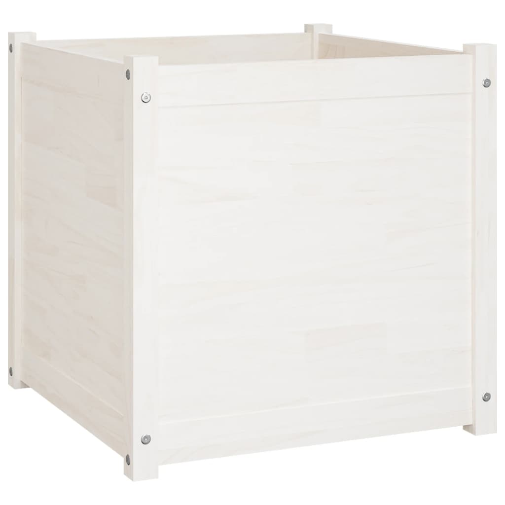VidaXL Plantenbakken 2 st 60x60x60 cm massief grenenhout wit