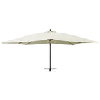 Vidaxl zweefparasol met houten paal 400x300 cm zandwit